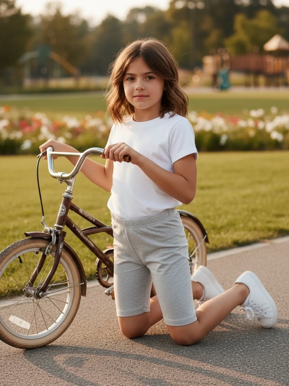 Girls' Light Gray Biker Shorts